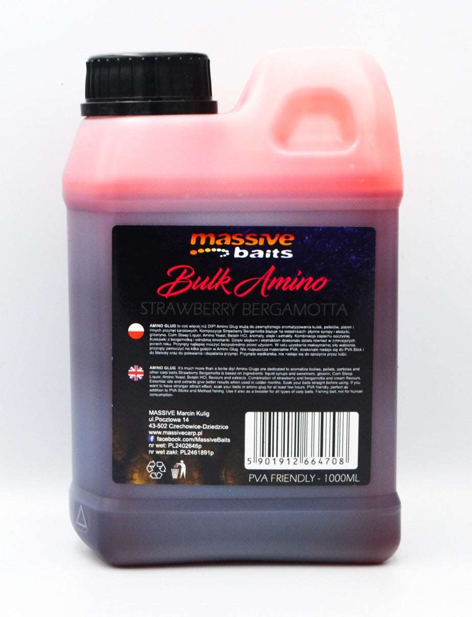 Massive Baits Bulk Amino Strawberry Bergamotta Likvīds 1000ml