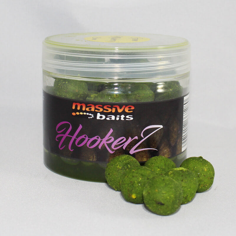 Massive Baits Hookerz Green Mulberry Hard Boilies 18mm