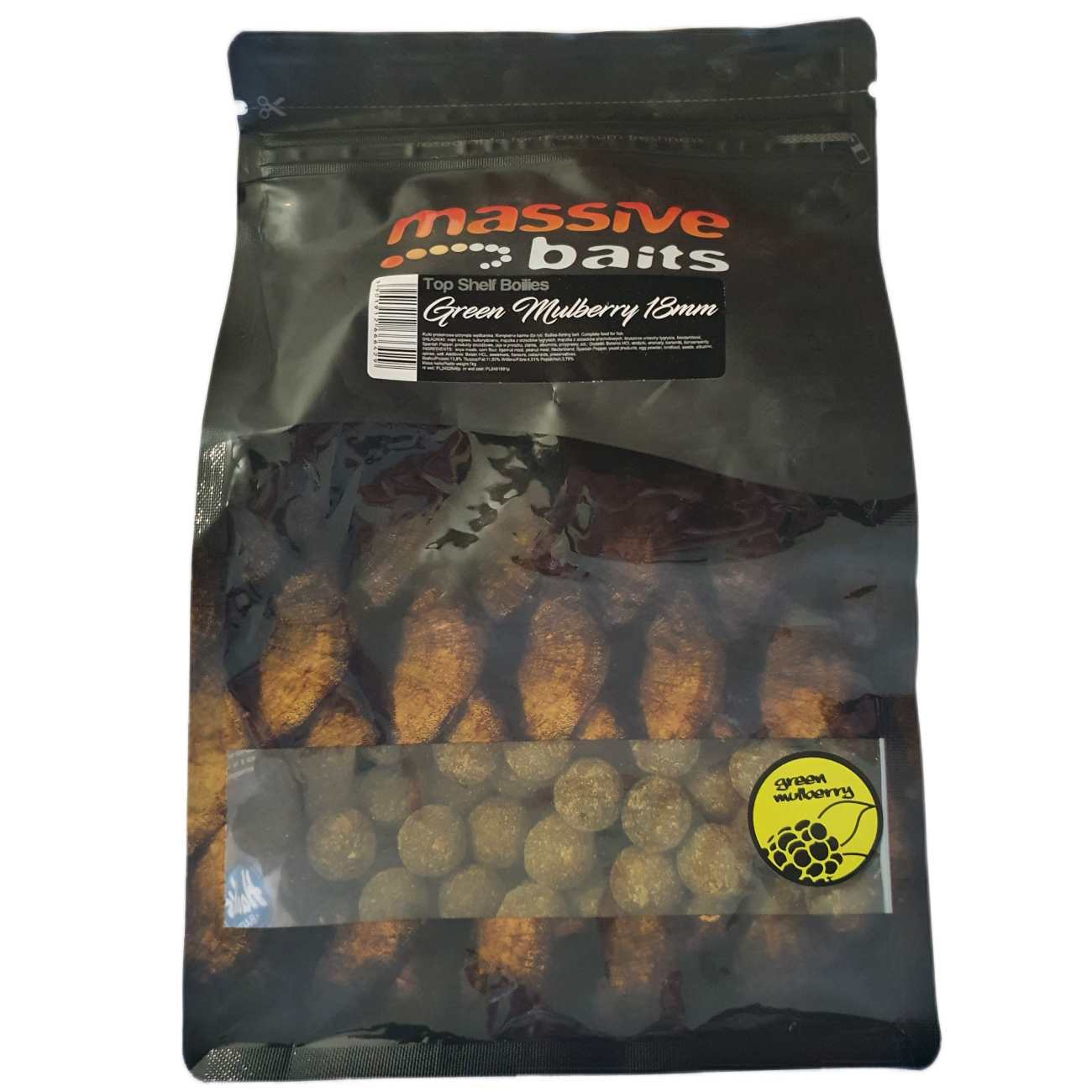 Massive Baits Green Mulberry Boilas 18mm 1kg