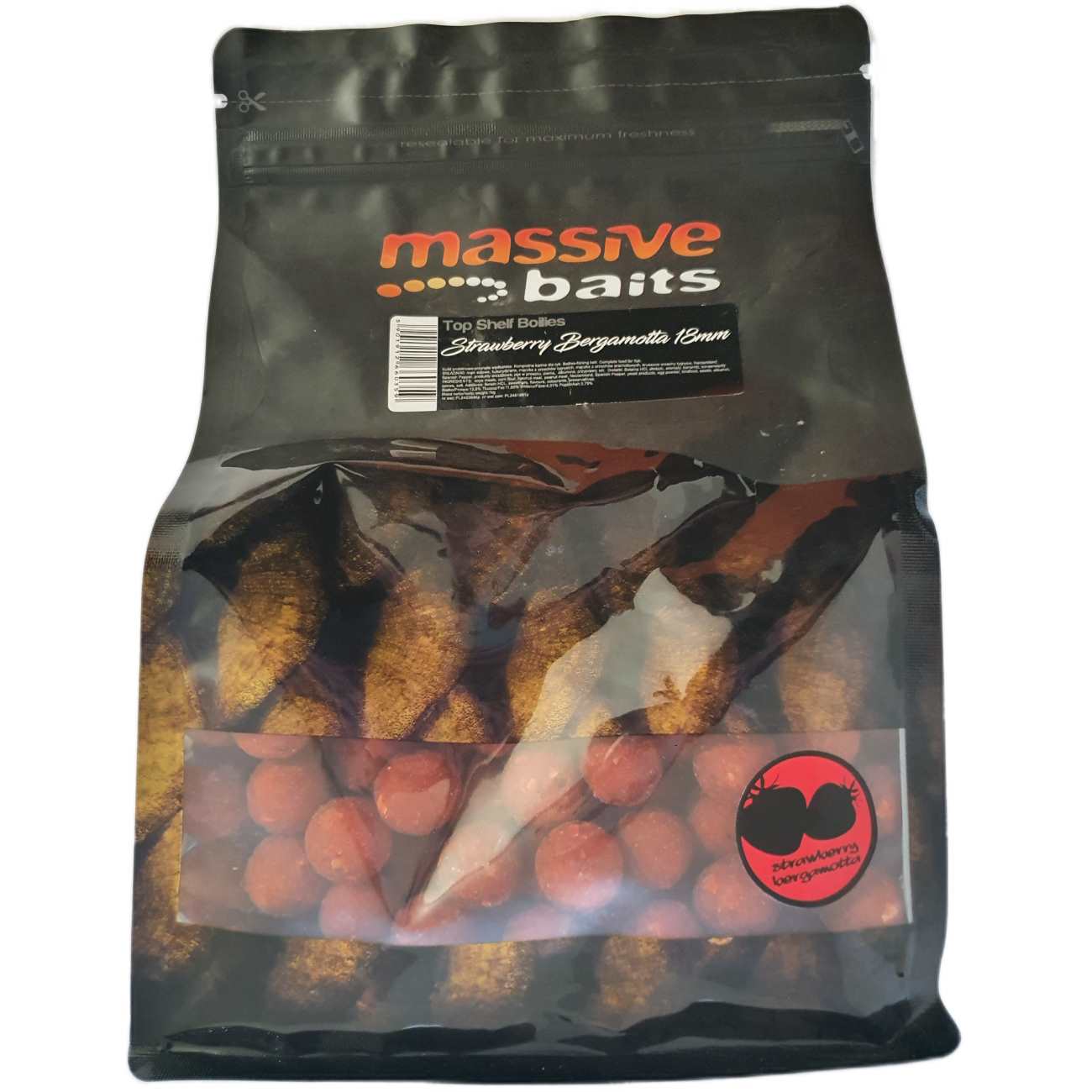 Massive Baits Strawberry Bergamotta Boilas 18mm 1kg